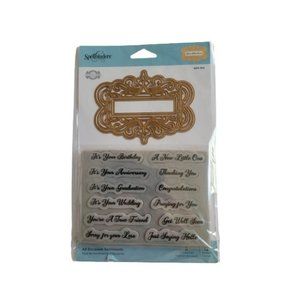 Spellbinders All Occasion Sentiments Stamp & Die Set Flourished Fretwork SDS-166